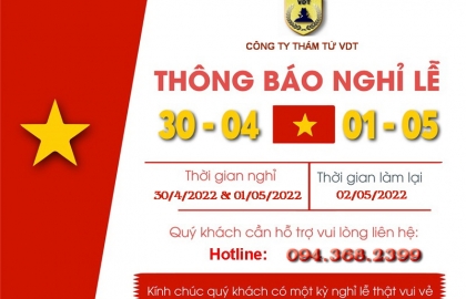 văn phòng thám tử VDT – Thông báo lịch nghỉ lễ Giỗ Tổ Hùng Vương, ngày 30/4 và 1/5/2019